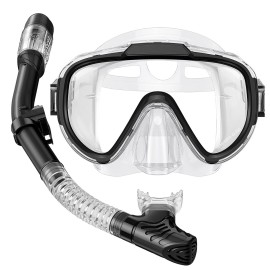 Seovediary Snorkeling Gear for Adults Anti-Fog Panoramic View Snorkel Mask Set Dry Top Snorkel Kit with Carry Bag for Snorkeling Scuba Diving Swimming Travel