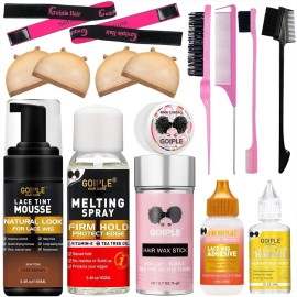 Lace Tint Melting Mousse for Women\'s Hair Wigs, Toupees, and Hairpieces - 200ML Natural Finishing Lace Color Spray Set (Dark Brown)