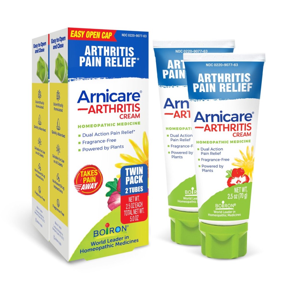 Boiron Arnicare Arthritis Cream with Devils Claw for Pain Relief of Knees, Hands, Wrists, Elbows, Joints & Muscles - Quickly Absorbed & Fragrance-Free - 5 oz (2 Pack of 2.5 oz)