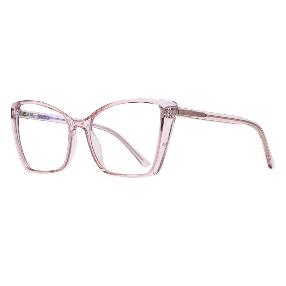 JFXQDR Blue Light Blocking Glasses for Women, Oversized Trendy Cat Eye Computer Gaming Glasses Anti Glare & UV Glare RF6204 (Flesh Pink Cateye Frame)
