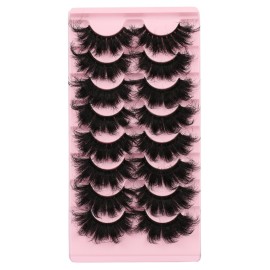 Gmagictobo False Eyelashes Dramatic 25MM Lashes 3D Faux Mink Lashes Wispy Pack Long Thick Volume Soft Strips False Lashes 8 Pairs Multipack