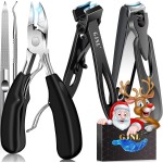 Toenail Clippers for Seniors Thick Nails - Stocking Stuffers for Men 17mm Wide Jaw Nail Clippers for Men, 37mm Heavy Duty Toe Nail Cutter, No Splash Nail Clippers w Catcher for Women