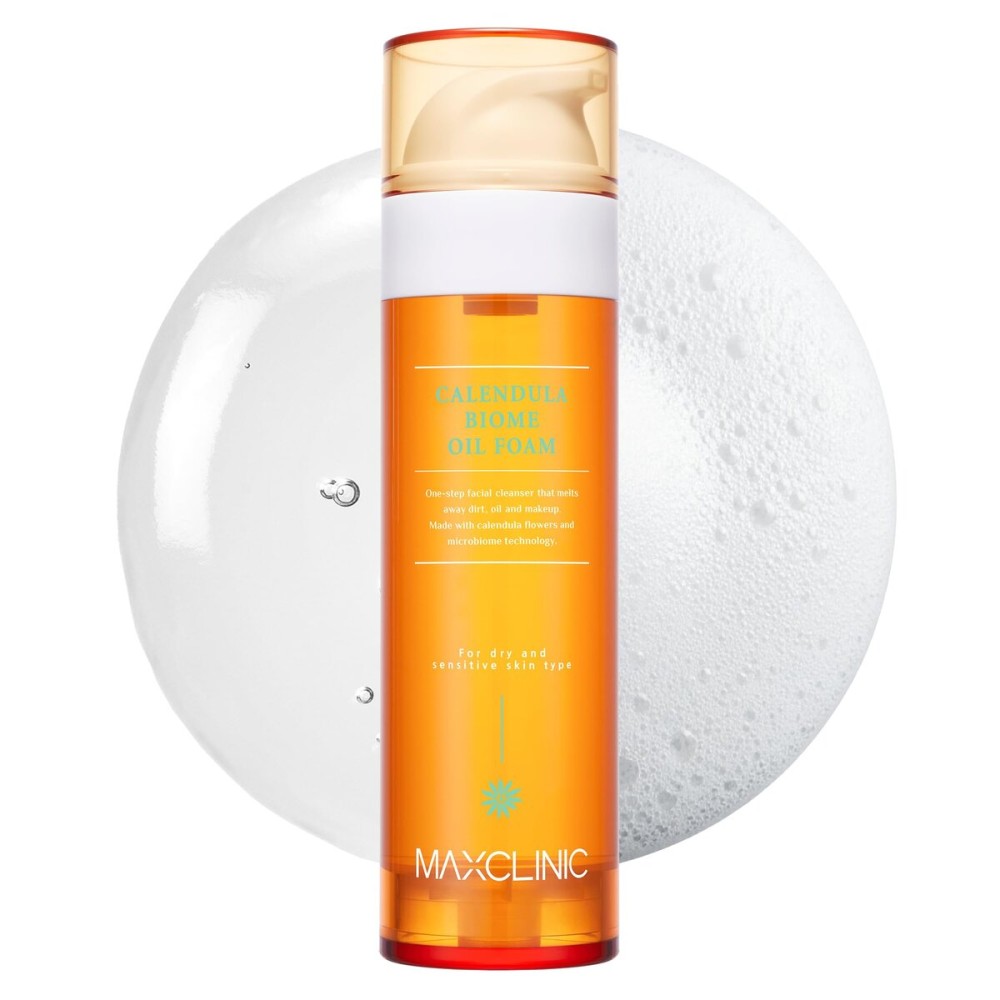 [K-Beauty] Calendula Biome Oil to Foam - All-in-One Korean Face Wash OilBased Foaming Facial Cleanser - Hydrating, Moisturizing & Soothing Makeup Deep Cleansing Oil for All Skin Types (3.88 fl oz)