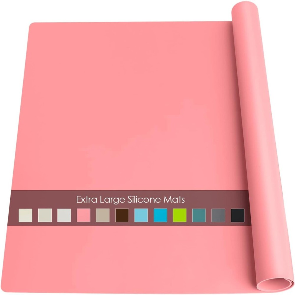 Extra Large Silicone Mats for Kitchen Counter, 27.6\'\' x19.7\'\' Silicone Placemats for Kids, Nonstick Silicone Mat for Baking Crafts, Nonskid Heat Resistant Mat Pink Kids Placemats for Table, Pink
