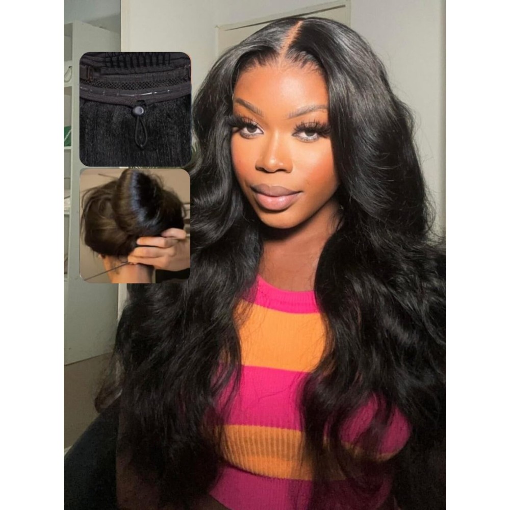 UNICE Pre Everything Glueless Drawstring Wig Body Wave 13X4 HD Pre Cut Lace Front Wigs Human Hair Pre Bleached Invisible Bye Bye Knots Wig Pre Plucked 150% Density 26inch