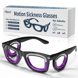 Hion Adult Anti- Motion Sickness Smart Glasses, Ultra-Light Portable Nausea Relief Liquid Glasses, Carsickness Airsickness Seasickness Glasses, Kids Travel/Cruise EssentialsBlack
