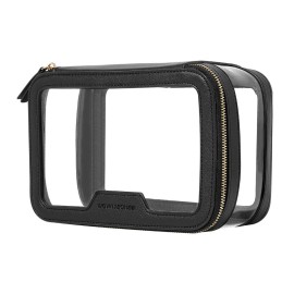 ROWNYEON Clear Makeup Bag, Travel Toiletry Bag Transparent Cosmetic Case with Zipper, Portable Make Up Organizer Clear Car Bag for Essentials with Handle (Pink)