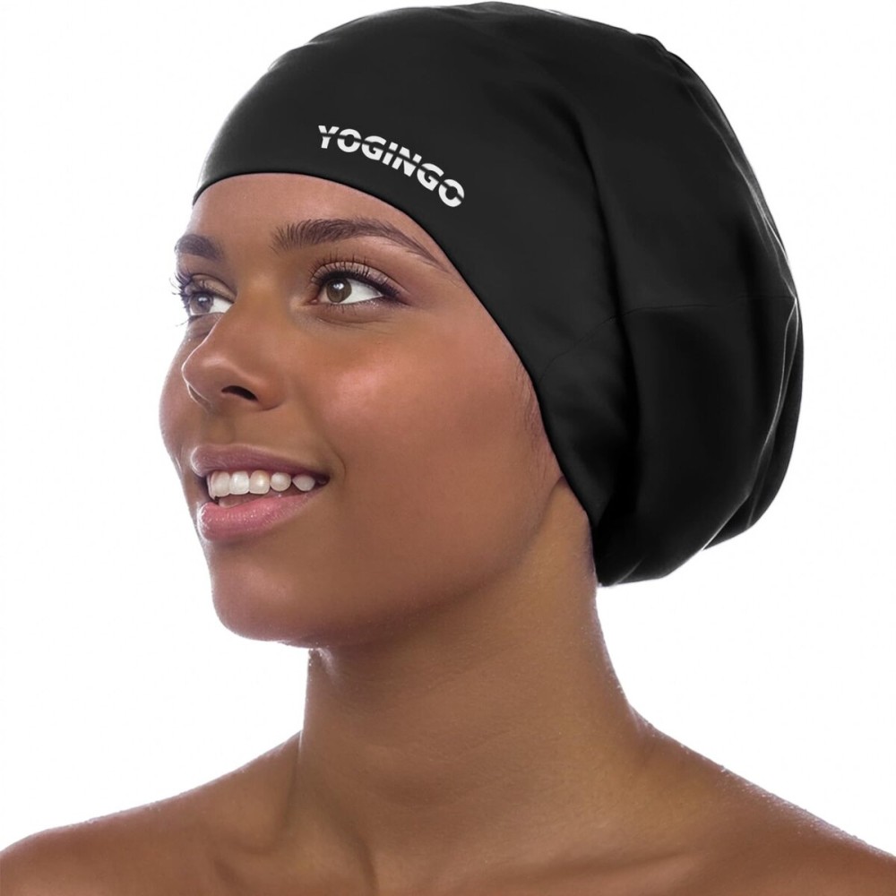 Large Swim Cap - Swim Cap for Long Hair, Dreadlocks, Weaves, Hair Extensions, Braids, Curls & Afros - Silicone Swimming Cap for Women & Men, Keep Hair Dry (L)