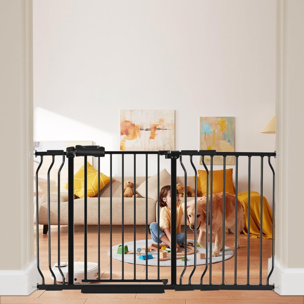 HOOEN 30 Tall Extra Wide Baby Gate for Doorways Stairs 53 to 57.5 Inch Large Long Wide Pressure Mounted Pet Dog Gate Walk Through Child Safety Gate with Extension Kit