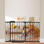 HOOEN 30 Tall Extra Wide Baby Gate for Doorways Stairs 53 to 57.5 Inch Large Long Wide Pressure Mounted Pet Dog Gate Walk Through Child Safety Gate with Extension Kit