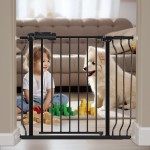 HOOOEN Wide Baby Gate for Stairs Doorways 30 Tall 34 to 38.5 Inch Wide Pressure Mounted Baby Gate Walk Through Child Gates for Kids or Pets Indoor Safety Gates