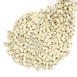 Vlasy 400Pcs 4mm Silicone Lined Micro Ring Beads for Hair Extensions 5Colors Apply (400Pcs Dark Brown)