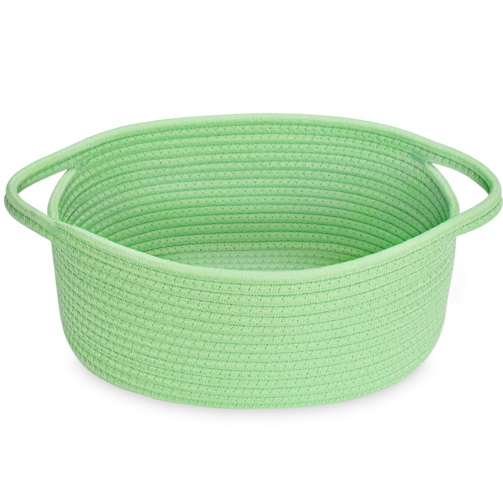 ABenkle Small Basket with Handles - Decorative Durable Rope Woven Storage Bin Shelf Storage Organizer Cube, Easter Baby Gift Basket, 12x8x5