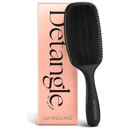 Lily England Curly Hair Brush - Pain-Free Detangling & Styling Brush With Flexible Bristles for Wet & Dry Hair - Easy to Hold for 3c to 4c Hair, Black