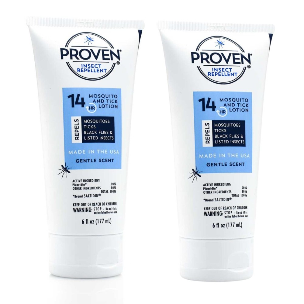 Proven Insect Repellent Lotion, Keep Mosquitoes, Ticks and Flies Off, DEET Alternative Repellent, Up to 14-Hour Protection, Great for Camping or Hiking, 6 Ounce, Gentle Scent Lotion, 2 Pack