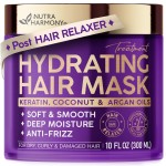 Hydrating Hair Mask - Post Hair Relaxer for Damaged & Dry - Deep Conditioning Keratin Treatment for Curly & Color-Treated - Soft, Smooth, Anti-Frizz & Split Ends Repair with Collagen, Biotin - 10 oz