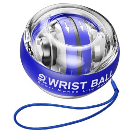 JIN BDWrist Trainer Ball Auto-Start Wrist Strengthener Gyroscopic Forearm Exerciser Gyro Ball for Strengthen Arms, Fingers, Wrist Bones and MusclesBlue Without Light