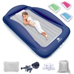 Sleepah Inflatable Toddler Travel Bed Portable Kids Air Mattress Set w Safety Rail Guards for Kids & Toddlers - Includes Pump, Carry Case, Pillow & More - Perfect Transitional Cot Coral (Grey)