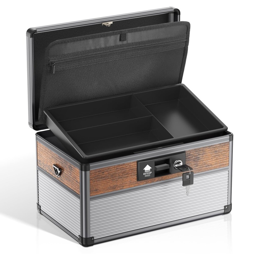 Glosen Medicine Lock Box,locking medicine box, Security Lock BoxesMedium Black 12 x 7.68 x 7.87 Inch, First Aid Key Safe Box for Medication