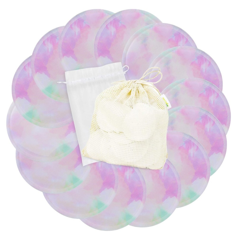 wegreeco Nursing Breast Pads (14 Pack) + Laundry Bag & Travel Storage Bag, 4.7 inch - Washable & Reusable Breastfeeding Nursing Pads (Plain Shape, Dreamy, Large)