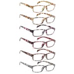 JOSCHOO Ladies Reading Glasses Blue Light Blocking Spring Hinge Fashion Pattern Print Eyeglasses for Women (Mix Color-7, 3.00)