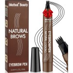 iMethod Microblading Eyebrow Pen - Eyebrow Pencil Magical Upgraded Eye Brow Pencils for Women with 4 Fork Tip & Spoolie Brush for Natural-Looking Hair-Like Defined Brows, Last All-Day, Black