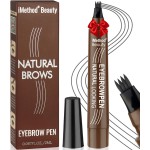 iMethod Microblading Eyebrow Pen - Eyebrow Pencil Magical Upgraded Eye Brow Pencils for Women with 4 Fork Tip & Spoolie Brush for Natural-Looking Hair-Like Defined Brows, Last All-Day, Dark Grey
