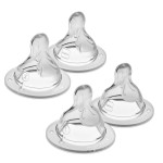 MAM Bottle Nipples Mixed Flow Pack - Extra Slow Flow Nipple Level 0 and Slow Flow Nipple Level 1, for Newborns and Older, SkinSoft Silicone Nipples for Baby Bottles, Fits All MAM Bottles, 4 Pack