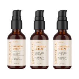 InstaNatural Vitamin C Face Serum with Hyaluronic Acid & Ferulic Acid | Brightening & Hydrating Formula for Radiant, Smooth-Looking Skin - 1 FL Oz - 3 Pack