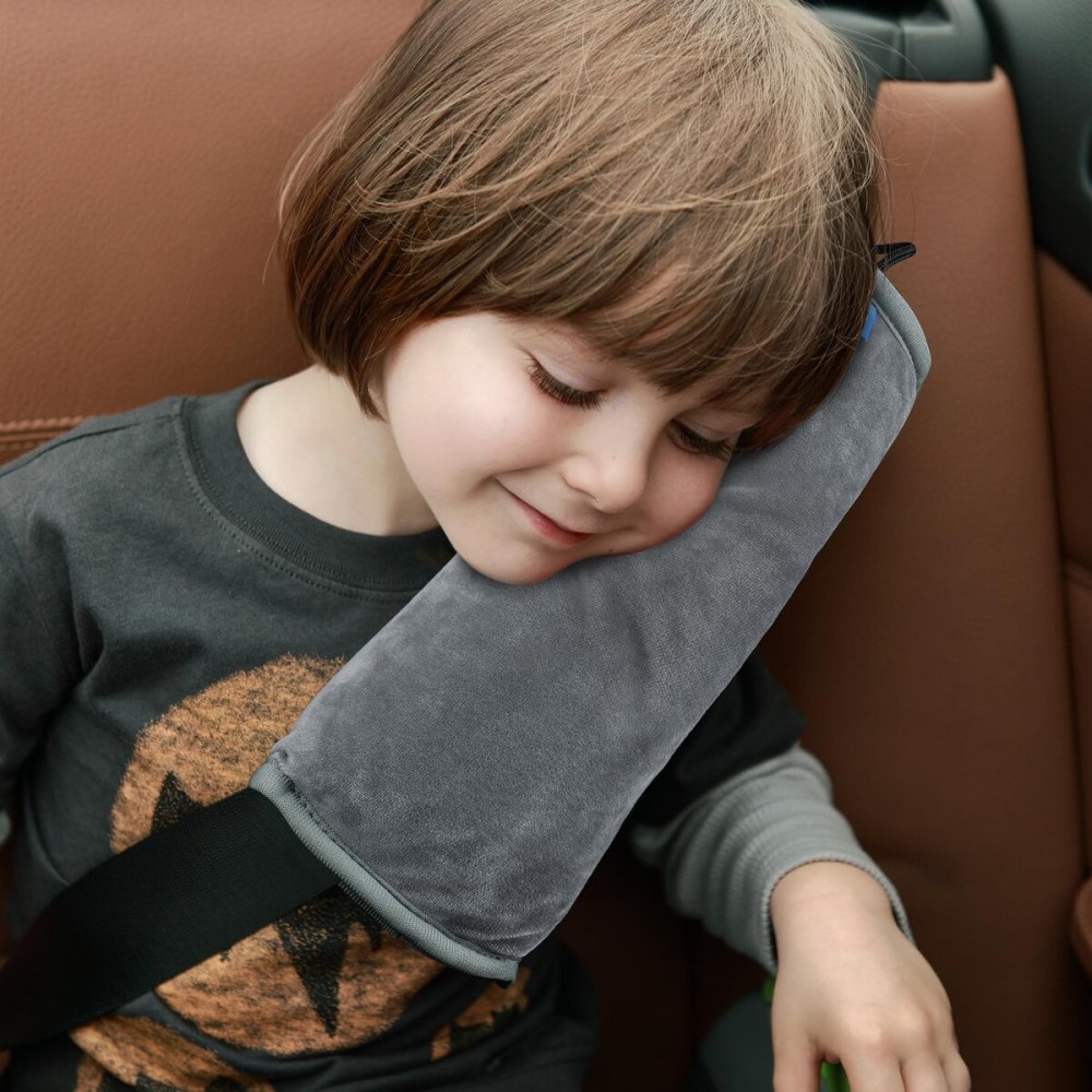 COOLBEBE Seat Belt Pillow for Kids, Extra Soft Toddler Travel Pillow for Car Seat, Universal Carseat Strap Cushion Pads for Childs Baby People Adults, Grey