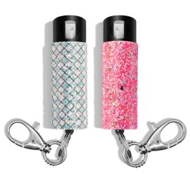 Guard Dog Security Bling it On Pepper Spray Keychain with Safety Twist Top Mini and Easy Carry Lightweight and Fashionable Maximum Police Strength OC Spray 16 Feet Range 0.5 fl oz