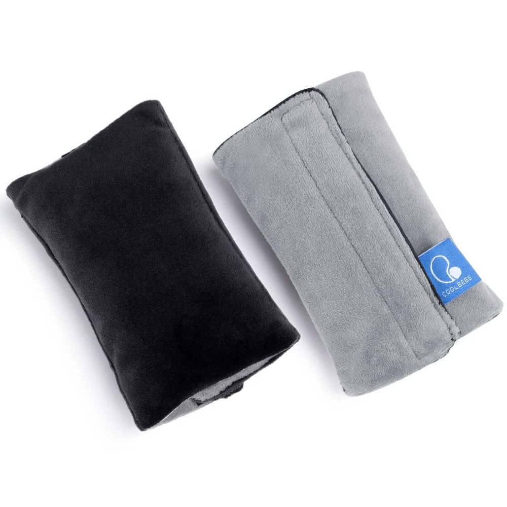 COOLBEBE Car Seat Straps Shoulder Pads for Baby Kids, Super Soft Seat Belt Covers for All Car Seats/Pushchair/Stroller/High ChairBlack/Grey