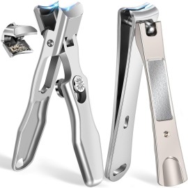Nail Clippers for Men Thick Nails, Large Toenail Clippers for Seniors Thick Toenails with Wide Opening, Ultra Sharp Anti Splash Fingernail Clipper Cutter Long Handle with Catcher