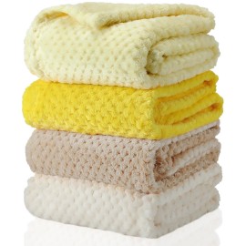Frienda 4 Pcs Baby Fuzzy Blanket Fluffy Baby Blanket for Boys Girls Soft Warm Infant Newborn Toddler Receiving Nursery Bed Supplies, 32 x 24 Inch(Yellow Color)