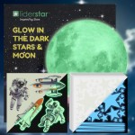 Glow in The Dark Stars for Ceiling, Luminous Stars and Moon USA Astronaut Rocket Spaceship Wall Decals, Space Decoration, Sticky Fluorescence Stars, Kids Room Decor, Galaxy Wall Stickers