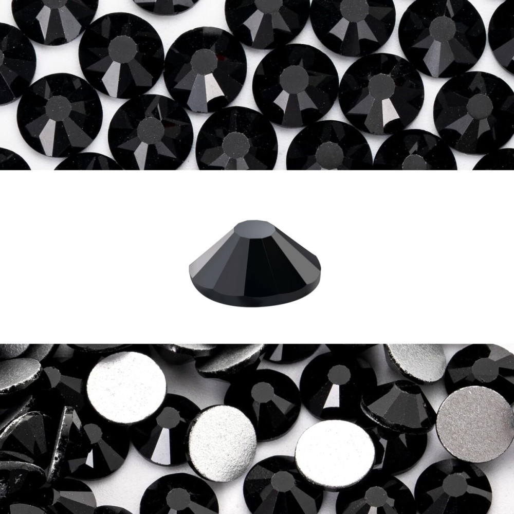 Novani 3000 Pieces Flatback Rhinestones Glass Round Gems Black Crystals for Nail Art DIY Crafts Clothes Shoes,SS8,2.3-2.5mm