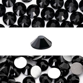 Novani 576 Pieces Flatback Rhinestones Glass Round Gems Black Crystals for Nail Art DIY Crafts Clothes Shoes,SS30,6.4-6.6mm