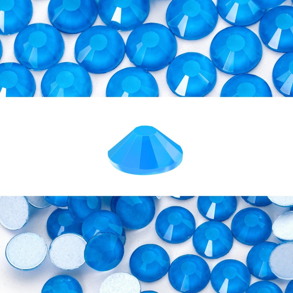 Novani 3000 Pieces Flatback Rhinestones Glass Round Gems Neon-Blue Crystals for Nail Art DIY Crafts Clothes Shoes,SS16,3.8-4.0mm