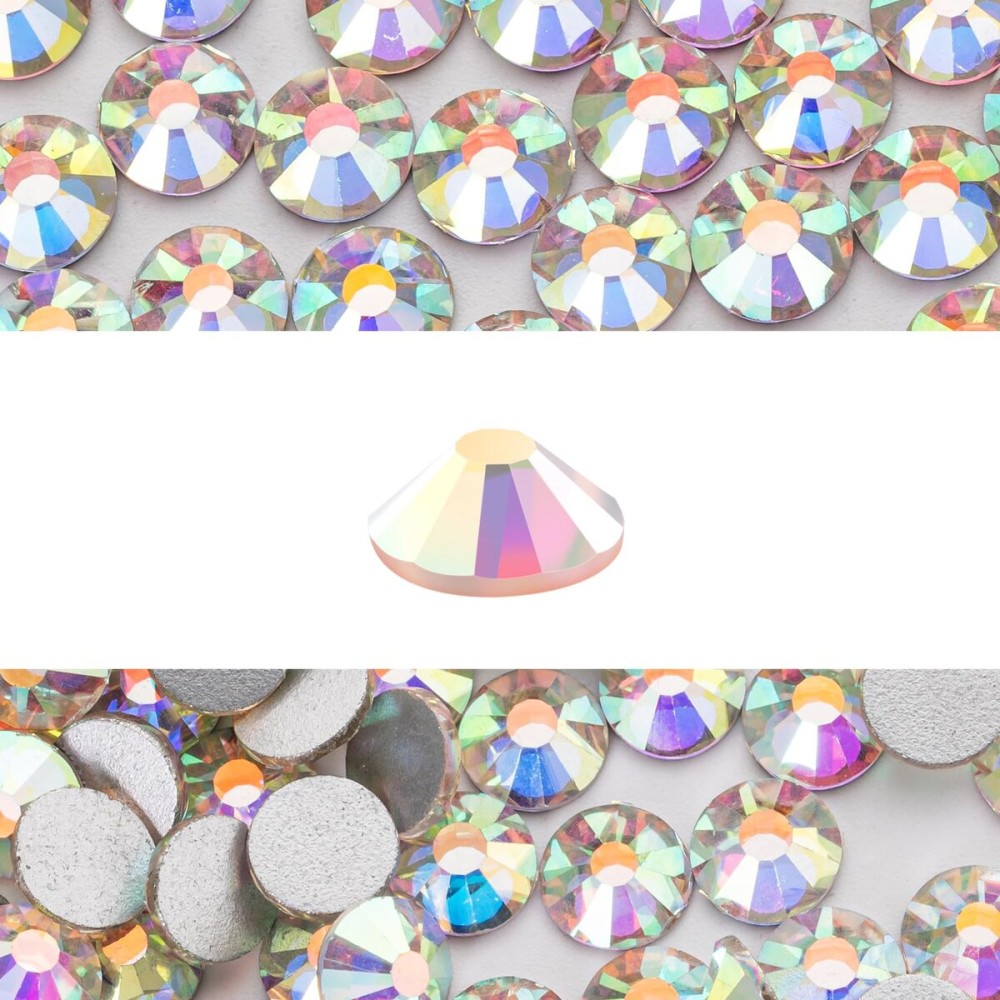 Novani 576 Pieces Flatback Rhinestones Glass Round Gems AB Crystals for Nail Art DIY Crafts Clothes Shoes,SS30,6.4-6.6mm