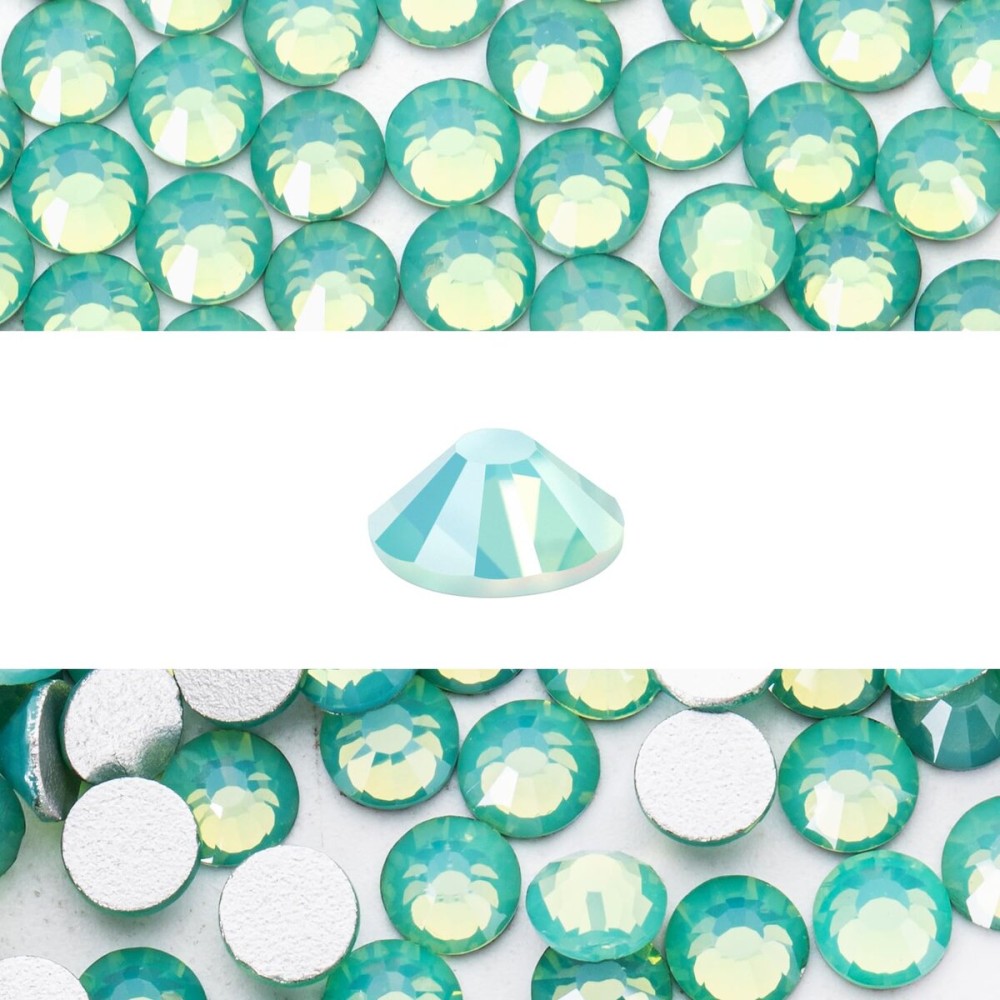 Novani 3000 Pieces Flatback Rhinestones Glass Round Gems Green Opal Crystals for Nail Art DIY Crafts Clothes Shoes,SS6,1.9-2.0mm