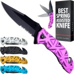 GOOD WORKER Violet Pocket Knife Knife for Women - Pretty Folding Knives with Pocket Clip, Glass Breaker, Seatbelt Cutter - Cute Folding Blade - Gift Idea for Wife Mother Girl Her 207 V