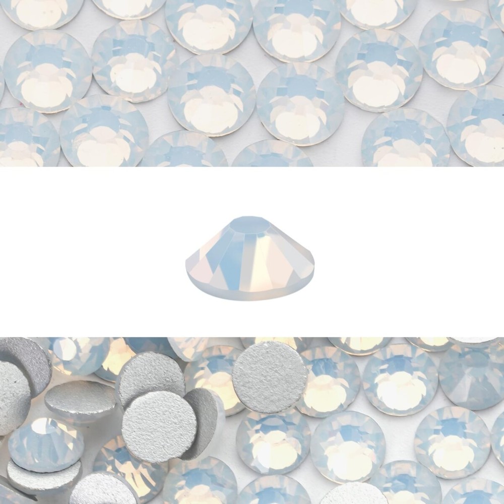 Novani 3000 Pieces Flatback Rhinestones Glass Round Gems White Opal Crystals for Nail Art DIY Crafts Clothes Shoes,SS6,1.9-2.0mm
