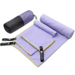 Eunzel Quick Dry Camping Towel, Microfiber Travel Towel 3 Size at 1 Pack,Fast Drying Towel Set for Camping, Beach, Gym, Sports, Yoga & Swimming Pool, Taro Purple