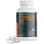 Bronson Vitamin B1 Extra Strength 500 MG High Potency Non-GMO, 60 Capsules