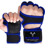 FITNESS FORCE Ventilated Weightlifting Gloves Workout Gloves for Men & Women with Built-in Wrist Wraps Fingerless Gym Gloves for Men Perfect for Exercise Fitness, Weight Lifting, Cross Training