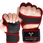 FITNESS FORCE Ventilated Weightlifting Gloves Workout Gloves for Men & Women with Built-in Wrist Wraps Fingerless Gym Gloves for Men Perfect for Exercise Fitness, Weight Lifting, Cross Training