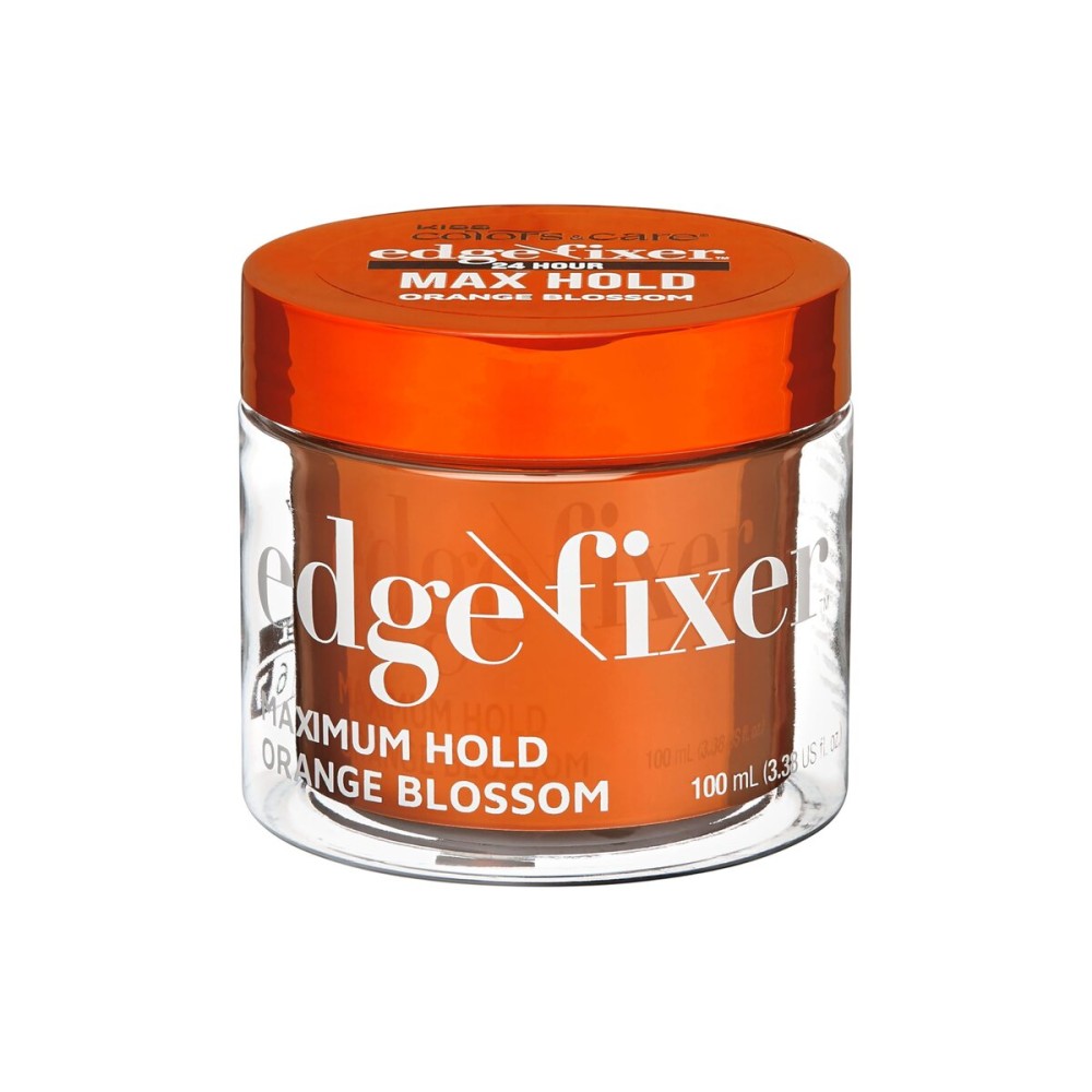 KISS COLORS & CARE 24 Hour Maximum Hold Scented Edge Fixer, Biotin B7 Infused, All Hair Types, Non-Greasy Gel, No Flaking, 100 mL (3.38 US fl. oz.) - Orange Blossom Scent