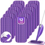 Reusable Mop Pads Compatible with Swiffer Wet Jet, Wet Jet Pads Refills for Swiffer Mop, Microfiber Replacement Pads for Hardwood Floor cleaning, Dry Wet Mopping Cloths for 12 Wet Jet Refill, 12 Pack