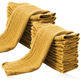 Cute Castle 24 Pack Muslin Burp Cloths for Baby - Ultra-Soft 100% Cotton Baby Washcloths - Large 20\'\' by 10\'\' Super Absorbent Milk Spit Up Rags - Burpy Cloths for Unisex, Boy, Girl -Honey