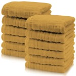 Cute Castle 12 Pack Muslin Baby Washcloths - Large 12\'\' by 12\'\' - Ultra Soft 100% Cotton - Super Absorbent Burp Cloths for Unisex, Boy, Girl -Honey